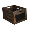 Cutout Design Wooden Box with Chalkboard Inserts, Set of 3, Brown and Black
