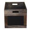 Cutout Design Wooden Box with Chalkboard Inserts, Set of 3, Brown and Black