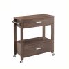 2 Drawer Wooden Kitchen Cart with Casters and 1 Open Shelf, Brown