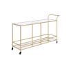 Serving Cart with 2 Tier Design and Metal Frame, Gold