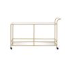 Serving Cart with 2 Tier Design and Metal Frame, Gold