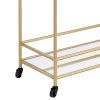 Serving Cart with 2 Tier Design and Metal Frame, Gold