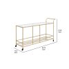 Serving Cart with 2 Tier Design and Metal Frame, Gold