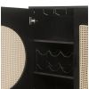47 Inch Wood Wine Cabinet with Glass Holder, Metal Legs, Black