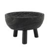 11 Inch Modern Wood Bowl, Three Legs, Clean Lined Design, Round, Black