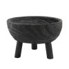 11 Inch Modern Wood Bowl, Three Legs, Clean Lined Design, Round, Black