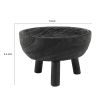 11 Inch Modern Wood Bowl, Three Legs, Clean Lined Design, Round, Black