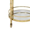 Kai 28 Inch 2 Tier Modern Rolling Bar Cart, Spindle Round Metal Frame, Gold