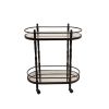 Kai 28 Inch 2 Tier Modern Rolling Bar Cart, Classic Oval Metal Frame, Black