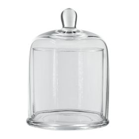 Set of 2 Large Glass Serving Platters with Dome and Finial Handle, Clear