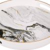 Set of 2 Round Accent Trays, Tabletop Decor, Marbling, Black, White, Gold