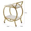 Sia 34 Inch Rolling Bar Cart, Round Steel Frame, Removable Trays White Gold