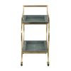 Sia 34 Inch Rolling Bar Cart, Round Steel Frame, Removable Trays Gray, Gold