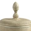 22 Inch Classic Lidded Vase with Turned Finial Cup Design, Whitewashed