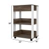 35 Inch Rolling Kitchen Bar Cart, 1 Drawer, Shelves, Grain Details, Brown
