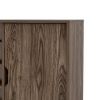 Nio 46 Inch Freestanding Bar Cabinet, Perforated Metal Door, Walnut Brown