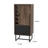Nio 46 Inch Freestanding Bar Cabinet, Perforated Metal Door, Walnut Brown