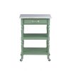 Irvin 33 Inch Kitchen Cart with Drawer and Shelves, Locking Wheels, Green