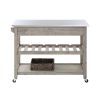 Kit 44 Inch Rolling Kitchen Island Bar Cart,Stainless Steel Top,Gray,Chrome