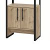 Art 71 Inch Modern Bar Cabinet, 16 Wine Cubbies, Steel Frame, Natural Brown