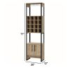 Art 71 Inch Modern Bar Cabinet, 16 Wine Cubbies, Steel Frame, Natural Brown