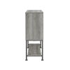 44 Inch Sliding Barn Door Wine Bar Cabinet, Smooth Gray Wood, Open Shelf