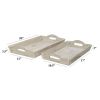 Benzara Distressed Wooden Serving Trays With Handles, Set Of 2, White