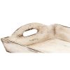 Benzara Distressed Wooden Serving Trays With Handles, Set Of 2, White