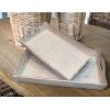 Benzara Distressed Wooden Serving Trays With Handles, Set Of 2, White