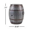 Drum Shape Metal Wine Storage Table with Removable Lid, Rustic Brown and Gray
