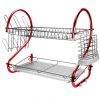 Megachef 16 Inch Two Shelf Iron Wire Dish Rack In Red