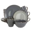 Elama Tahitian Grand 16 Piece Stoneware Dinnerware Set In Gray