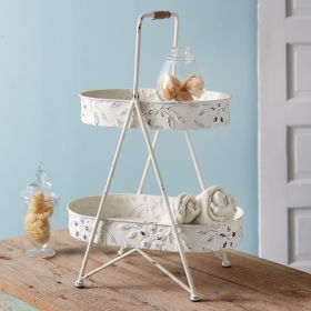 Flower Embossed Two-Tier Tray