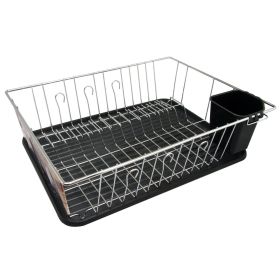 Better Chef 16 Inch Chrome Dish Rack With Black Draining Tray