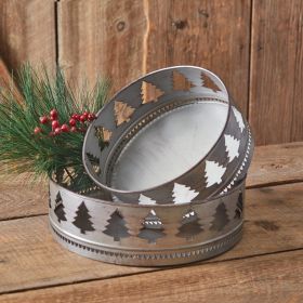 Set of Two Round Christmas Tree Trays